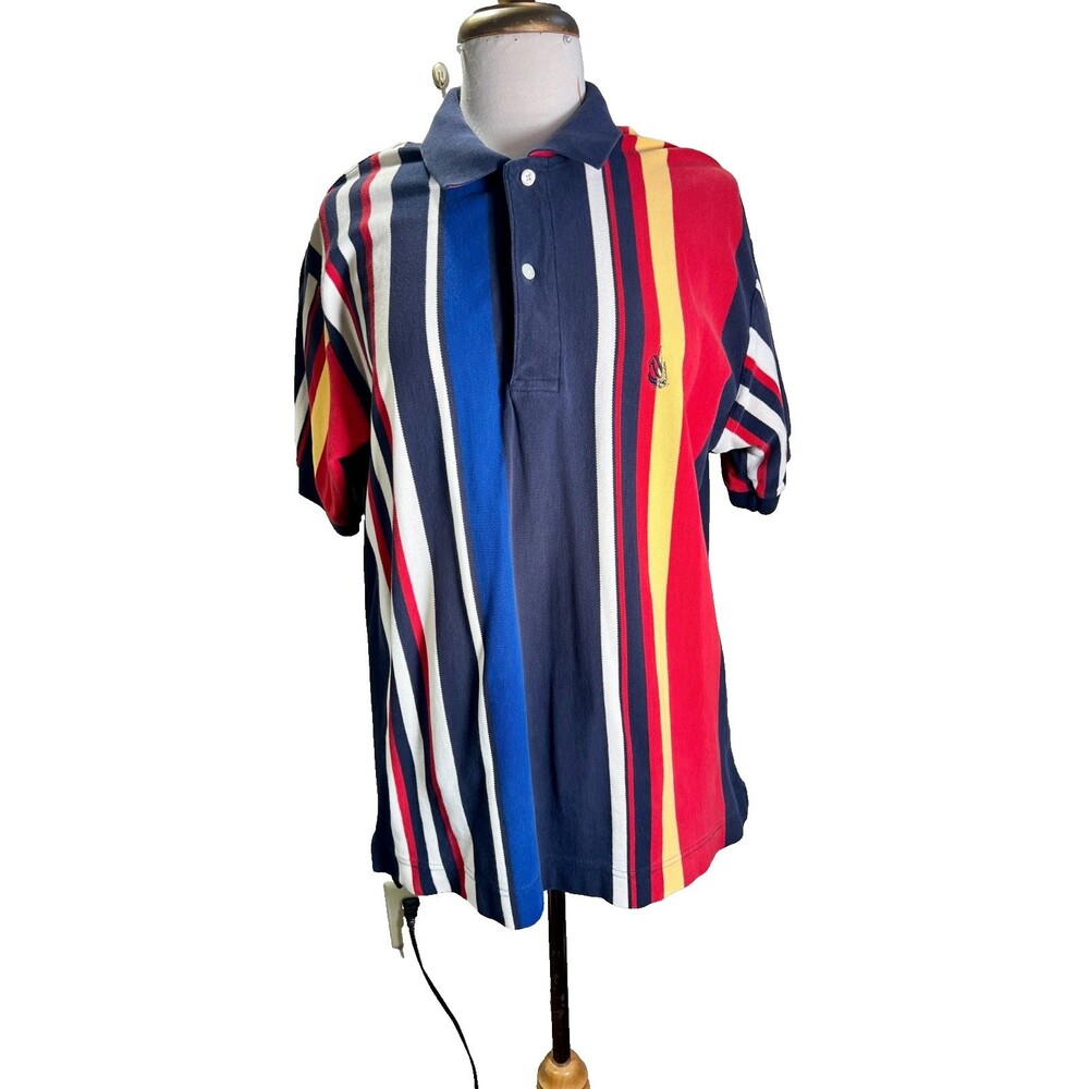 Nautica Polo Shirt Size M Vintage 90's Men Striped Preppy Ivy League